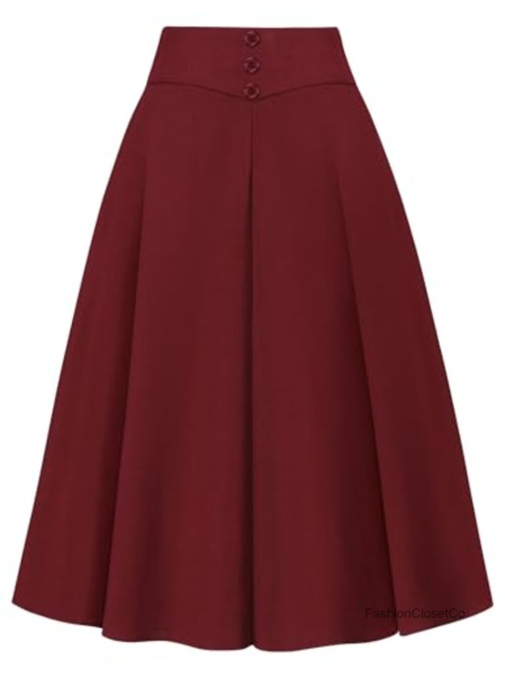 High Waisted A-Line Midi Skirt Pleated Stretchy Work Skirt Women's